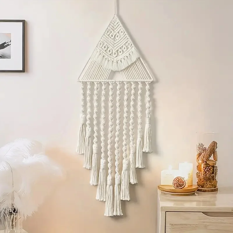 Minimalist Modern Style Hand Knitting Pendant Tassel Cotton Pendant Creativity Home Decoration Bedroom Door Decorative Brown