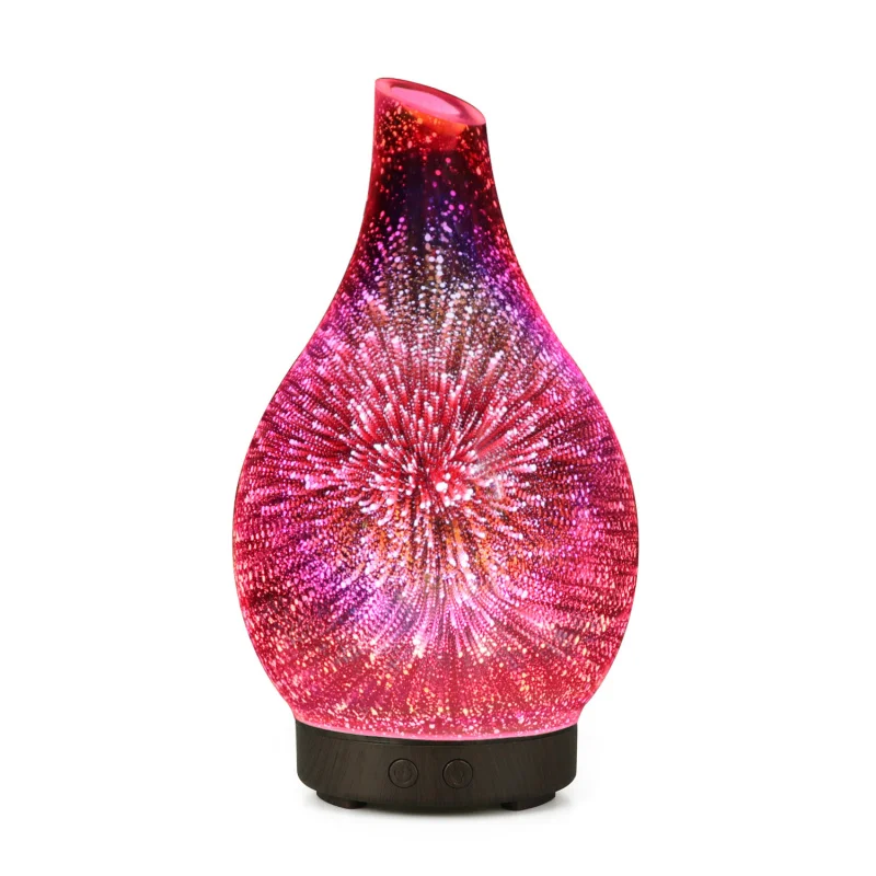 Aroma diffuser 3DGlass Colorful Lights Essential Oil Humidifier Household Bevel Vase Spray