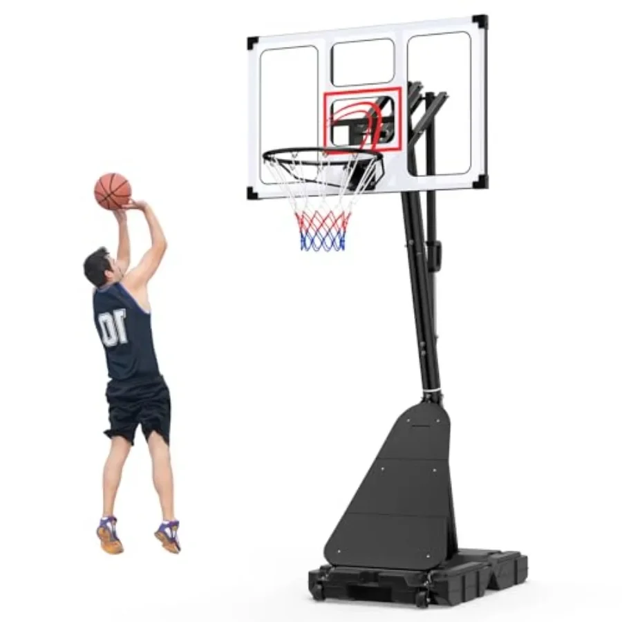 Outdoor Outdoor basketball hoop system: adjustable 4.910 ft portable goal with shatterproof PC backboard, rebounder, fillable base, bal - Aliexpress Deal