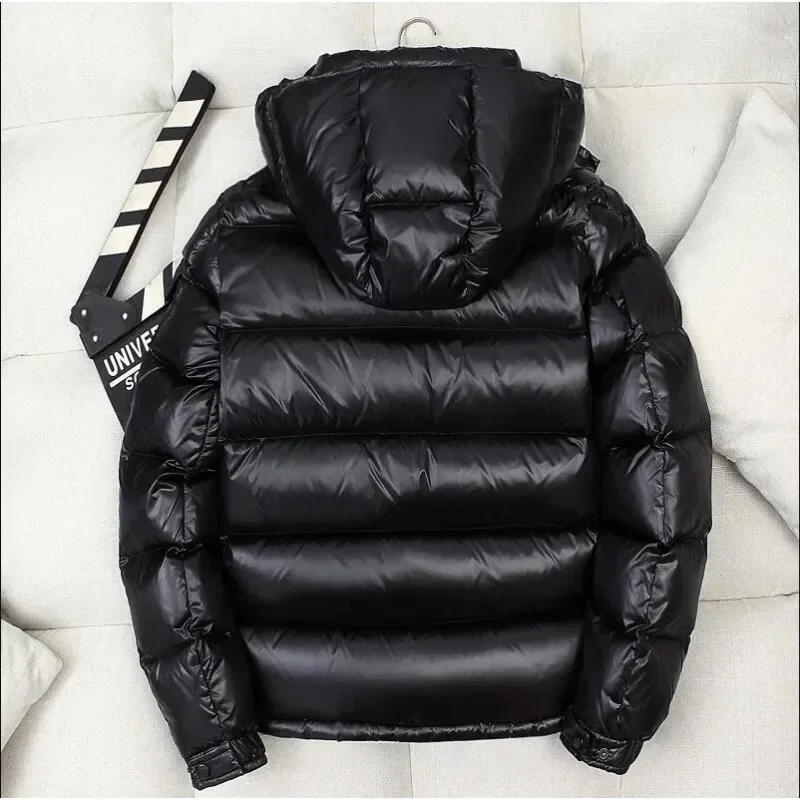 Mit kapuze Glänzende Daunenparkas Hohe Qualität Outdoor Winddicht Warme Tops Winter Herren Casual Weiße Ente Daunenjacken Verdicken Männer Mäntel