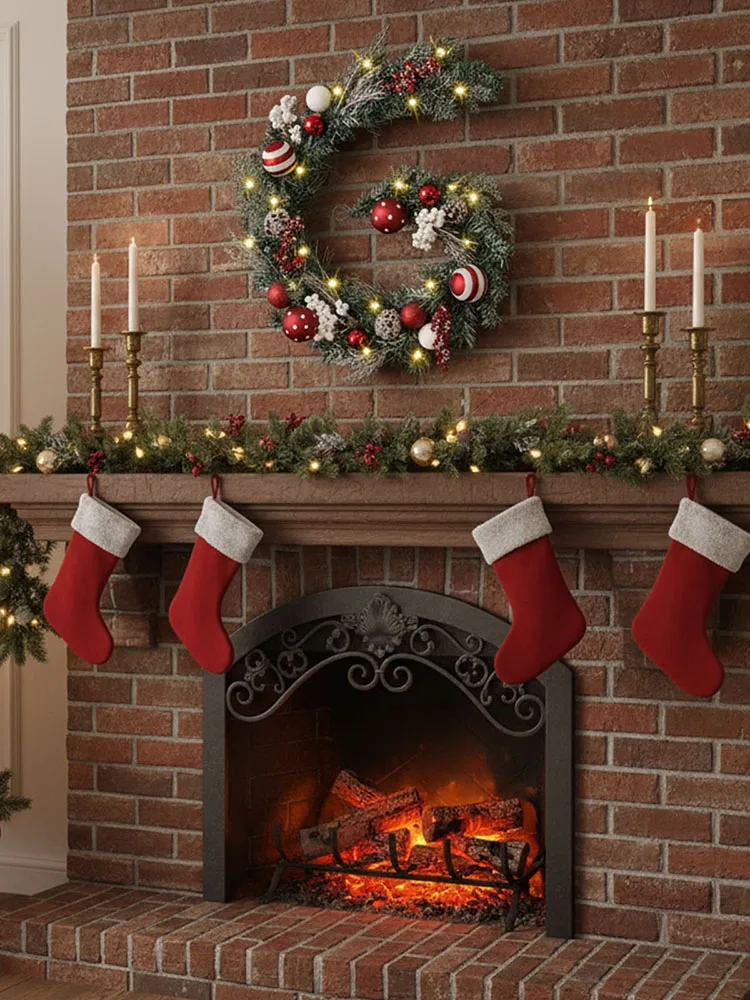 

Для внутреннего камина, домашний декор, искусственная зимняя сосновая гирлянда, многоразовый рождественский венок, украшение из ротанга, подвесные гирлянды, украшения