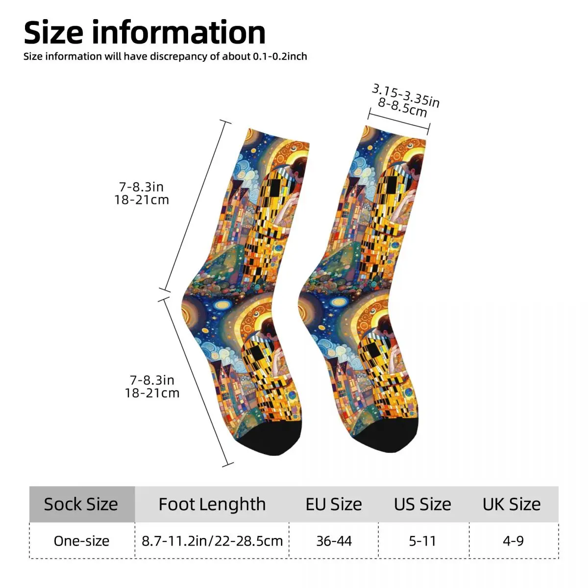 Gustav Klimt Painting Art Sock Printed Man Polyester