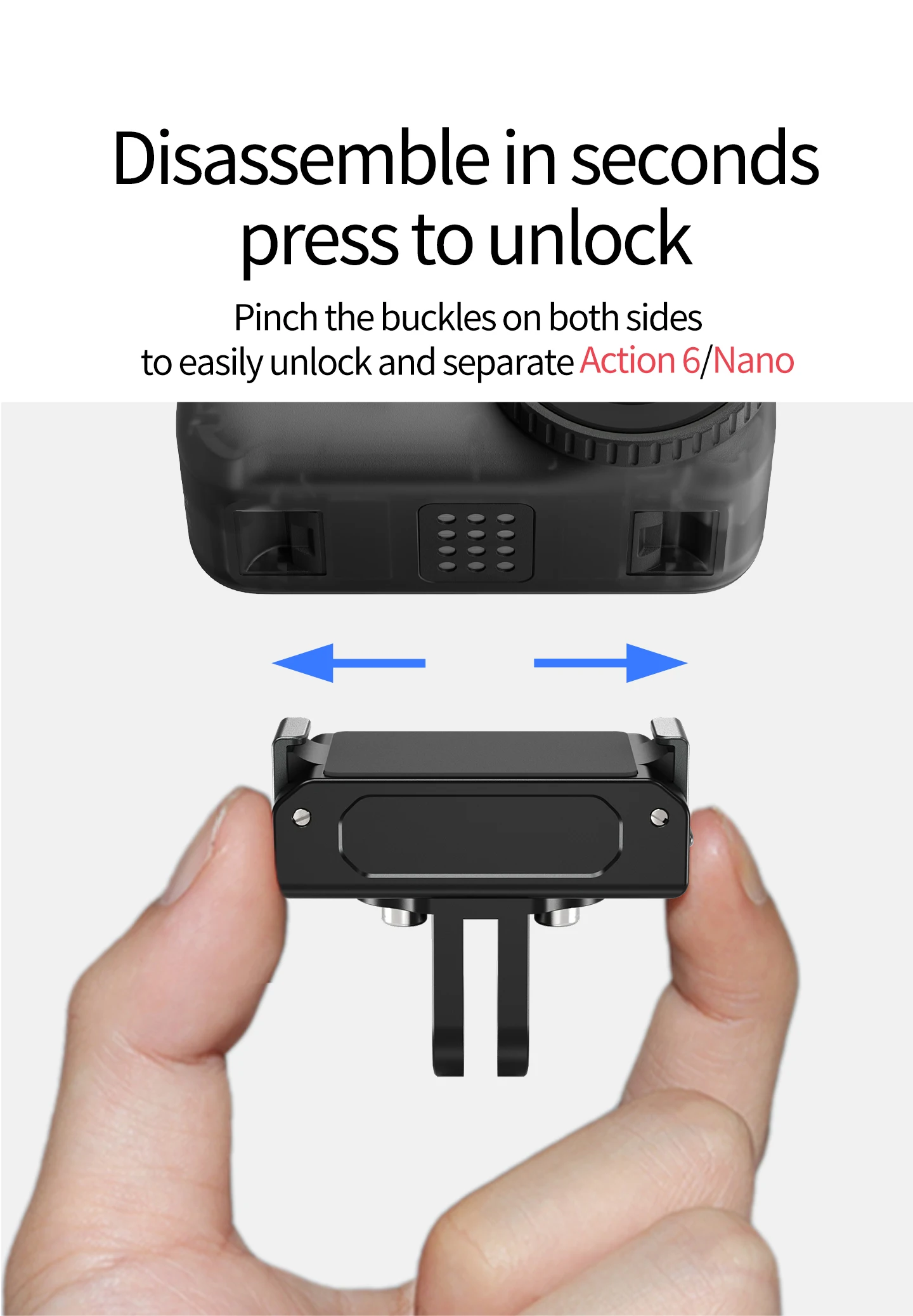 360 drehbarer Stativadapter, magnetische Halterung für DJI Osmo Nano Action 6, Kamera, POV, Vlog, Selfie-Stick, Helm, Schnellwechselhalterung – Detail 16