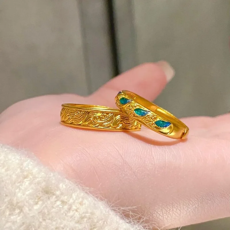 جديد نمط المحكمة الصينية الإغاثة حلقة مفتوحة المرأة المتخصصة الأزياء الخفيفة الفاخرة مذهب النبيلة الراقية خاتم المجوهرات #1