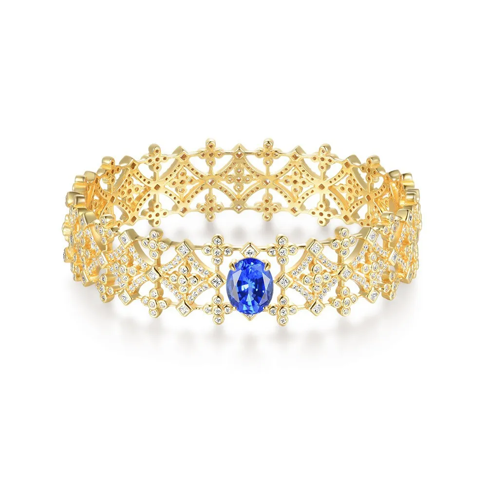 

New S925 silver egg shaped 8 * 10 blue 3-carat high carbon diamond versatile bracelet for women's fashion wedding jewelry
