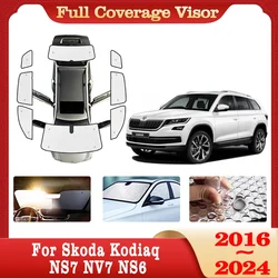 Car Full Coverage Sunshade For Skoda Kodiaq NS7 NV7 NS6 2016~2024 Protection Sunscreen Window Coverage Sun Visor Car Accessories