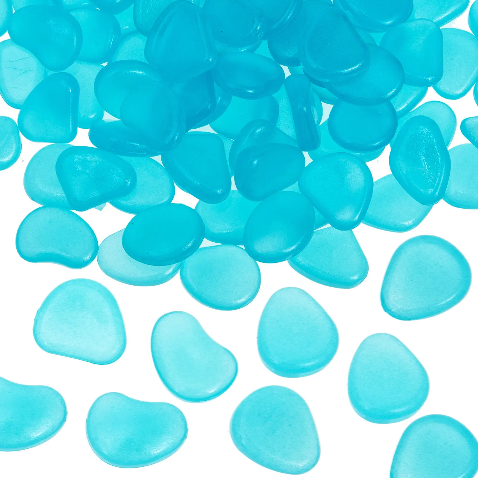 100Pcs Glowing Pebbles Bright Gloss Resin Stones Safe Garden Aquarium Patio Decoration Fish Tank Landscape Flower Pot Bonsai