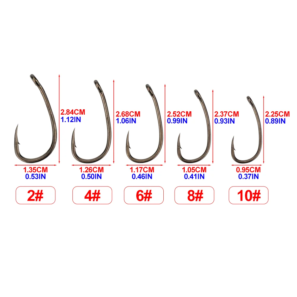 Hirisi 8035 100Pcs PTFE Coated High Carbon Steel Micro Barbed Eyed Fish Hooks With Spliceable Storage Box Fishing Accessories