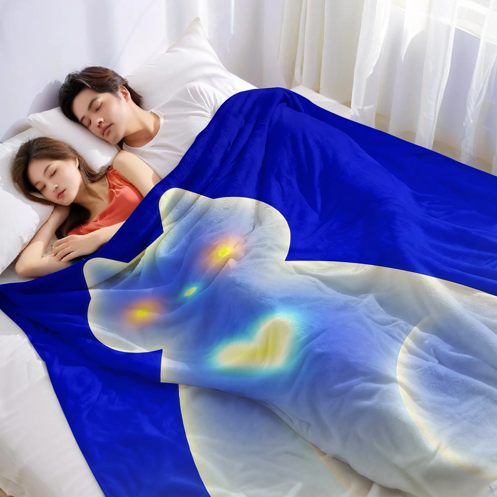 Glowing Cat Lightweight Microfiber Soft Christmas Fleece Blanket Warm Cozy Throw for Bed Sofa Office Travel All Season