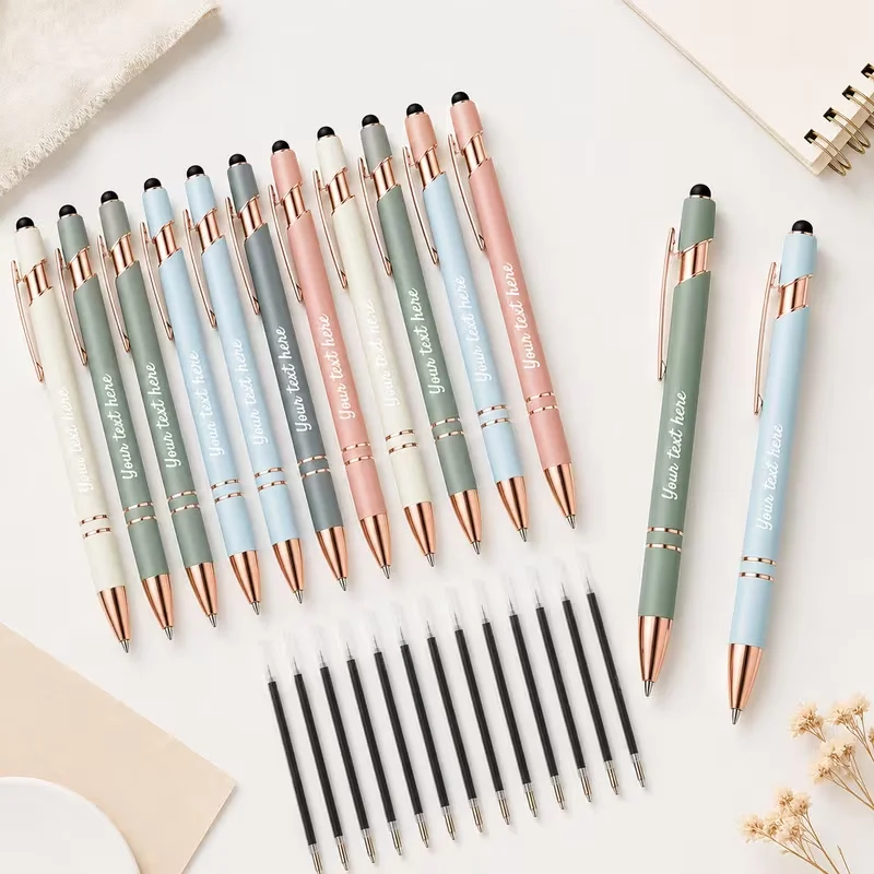 33 Personalized Metal Retractable Ballpoint Pens with Aluminum Body and Touch Screen Pen Tip, Customizable with Names, Quotes, Company Logos, Etc. Featuring a Touch Screen Pen Tip, Elegant and Deep Morandi Colors, Suitable for School and Office Use, Perfect for Holiday Gifts and Conference Gifts