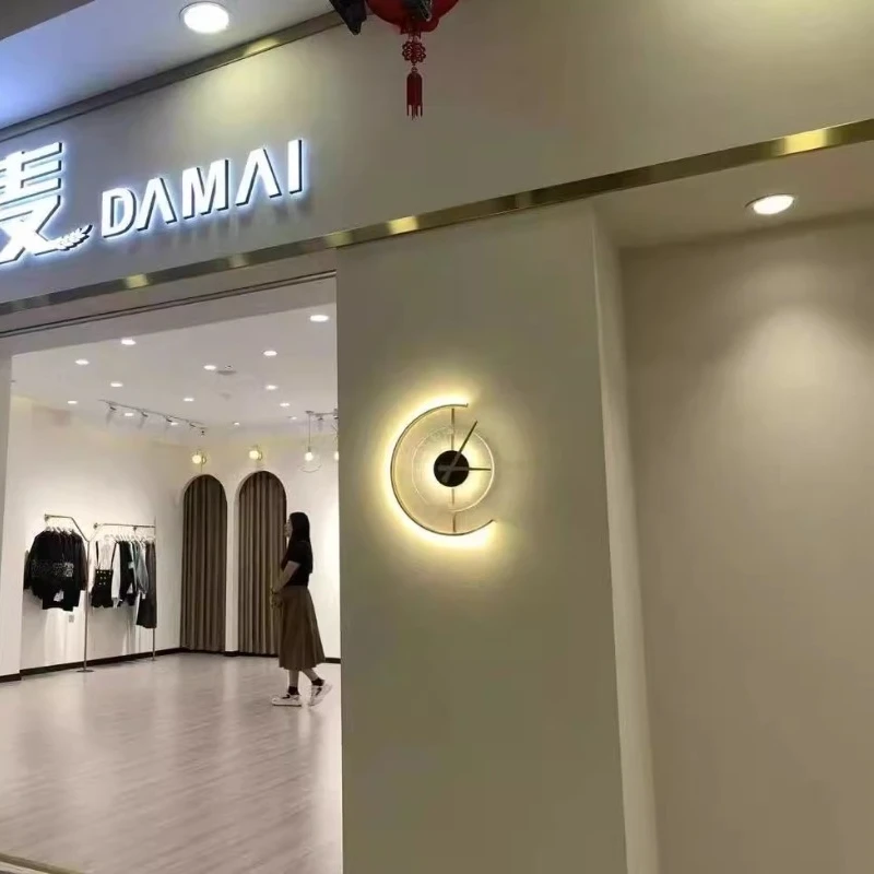 Nordic Clock Wall Lamp for Living Room Background Bedroom Headboard Modern Simple Internet Famous Decorative Lighting Fixtures