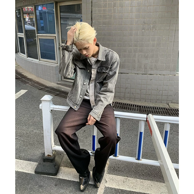 

Мужская джинсовая куртка ey Waed: Весенне-осенняя, в американском ретро-стиле, уличная мода, трендовая, для высоких уличных образов