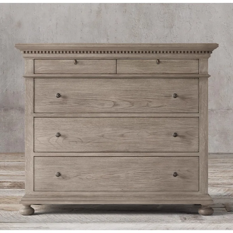 

/American country/solid wood/chest of drawers French old oak gray drawers seven chest of drawers bedroom storage cabinet/side ca