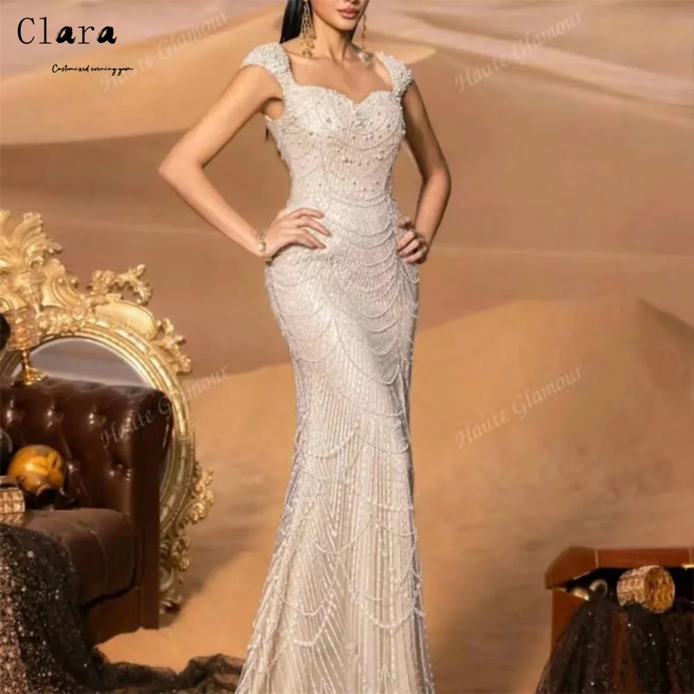 Clara Custom Beaded Side Slit Fishtail Backless Evening Dresses for Luxury Party Women's Evening Dress Cocktail Dresses 2025