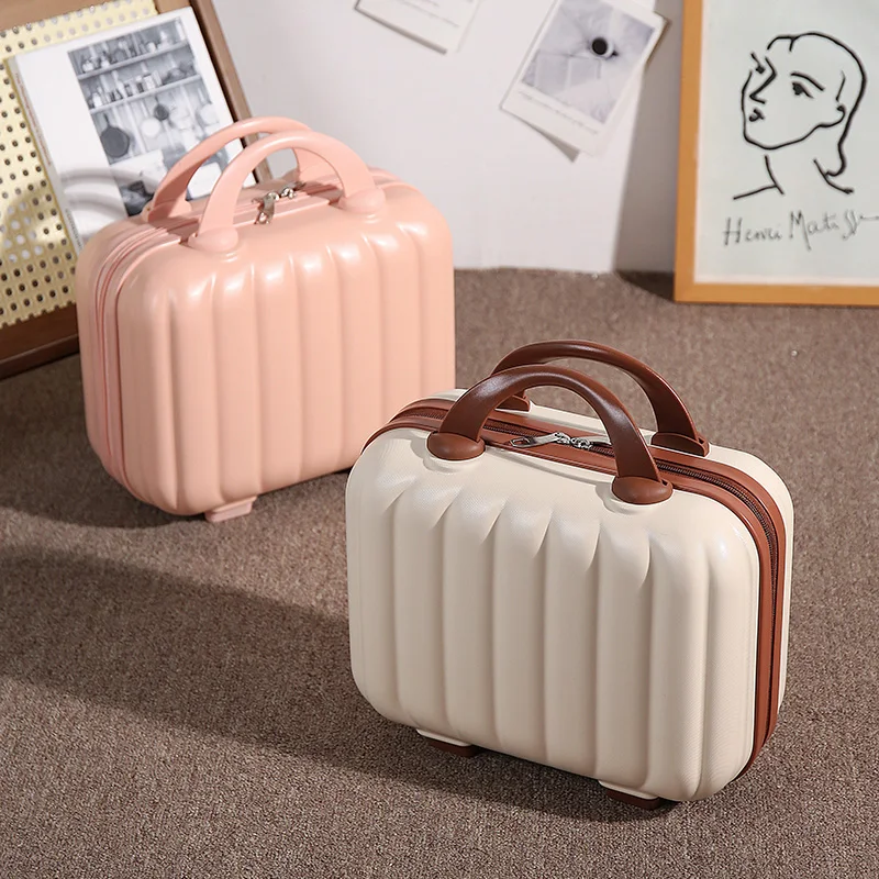 New Cute Portable Luggage for Women Handheld Makeup Case 14 Inch Travel  Carrying Case Mini Travel Code Storage Suitcase Gift