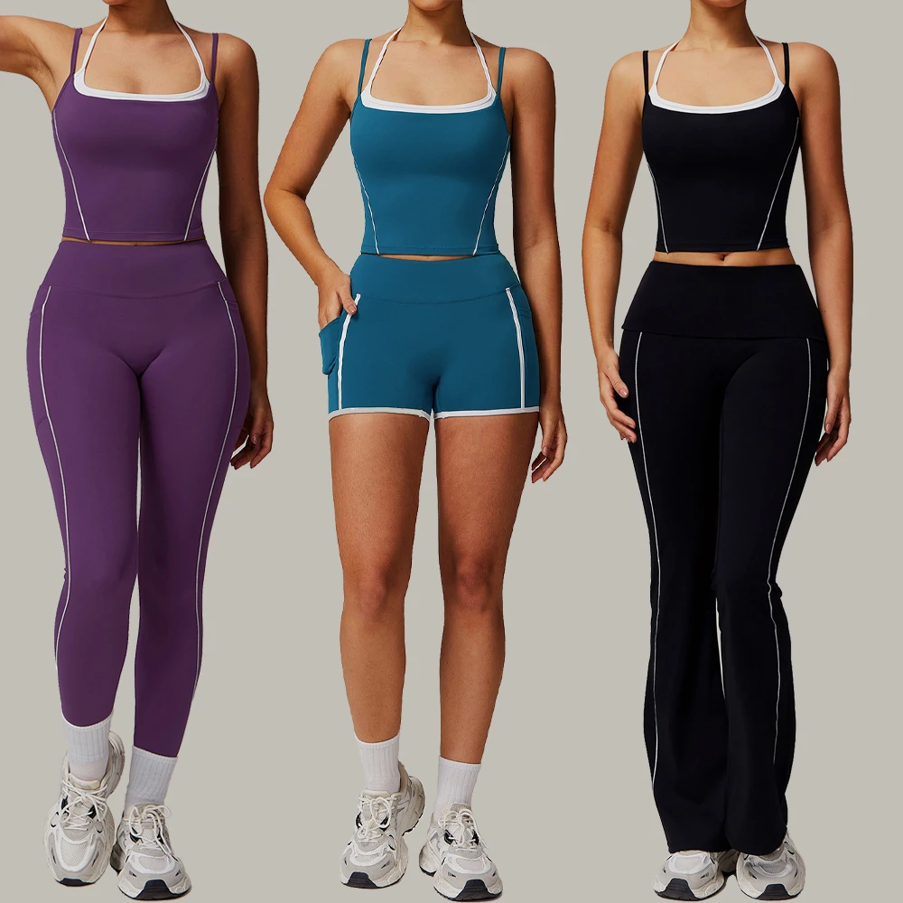 

2PCS Yoga Set Sports Outfits Women Tracksuit Gym Fitness Suits Gym Clothes Outdoor Workout Long Sleeved Flared Pants Sportswear