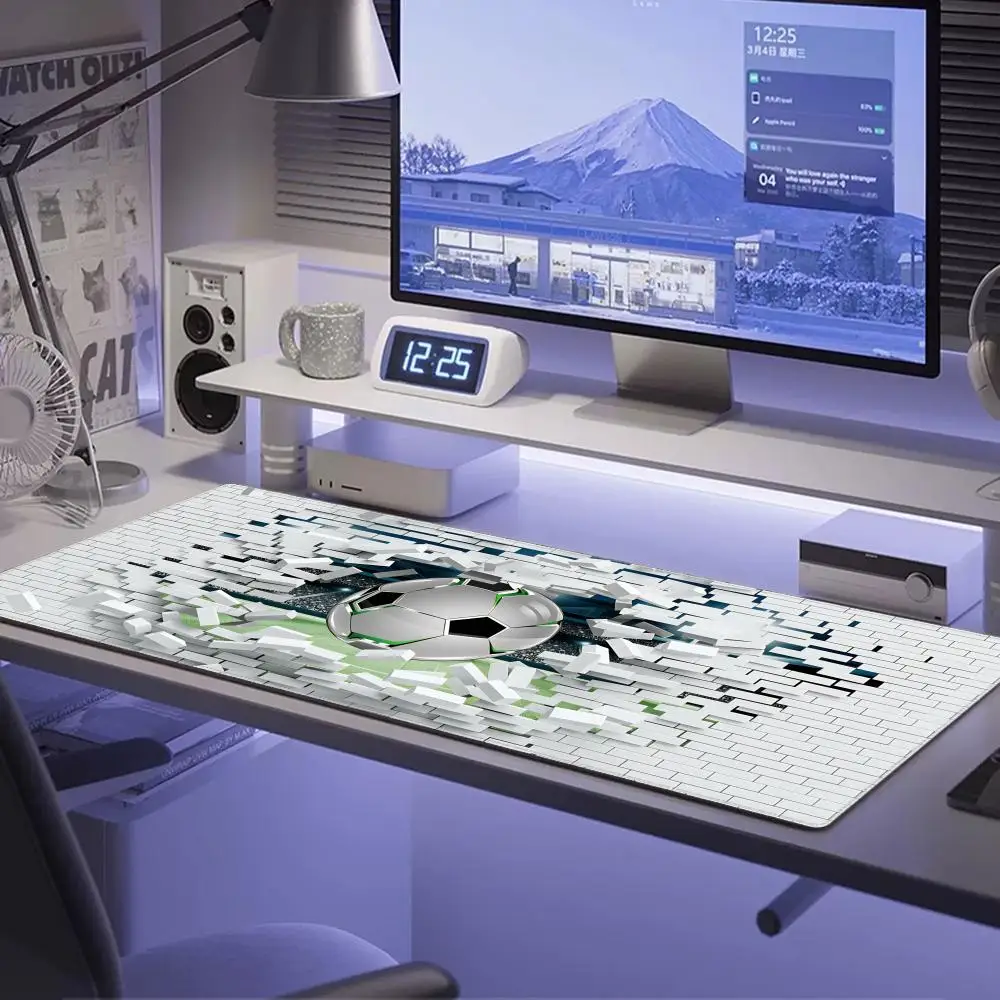 HYBXAXC Football wallpenetrating design features a 3D cracked screen effect mouse pad with a non-slip rubber base for durability