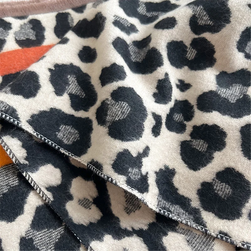 Bufanda de cachemir de leopardo de lujo para mujer, chal de Pashmina cálido, manta gruesa, Foulard suave, diseño de invierno