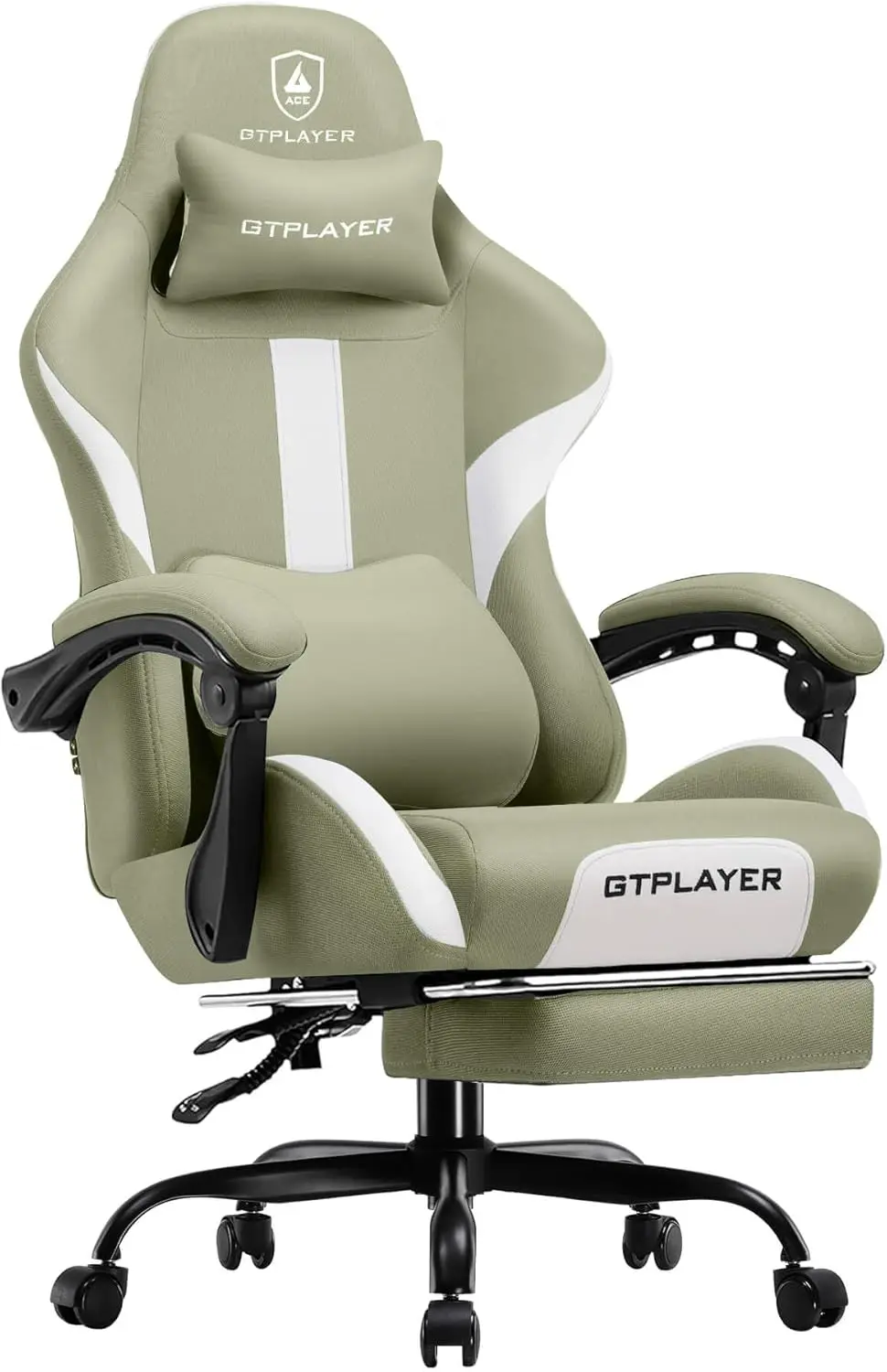 

Gaming Chair with Foot Rest & Pocket Spring Cushion, Breathable Fabric for Home Office Desk, Ergonomic High Back Computer Chair