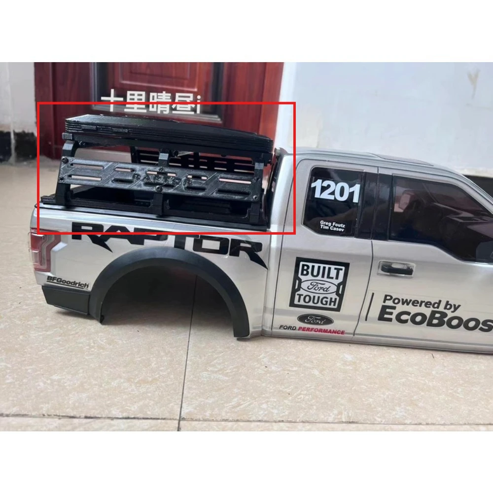 RC Crawler Accessory Rear Bed Roll Cage Multi-function Extension Rack Customized For KM F150 1/8 RC Offroad Truck Decor Parts