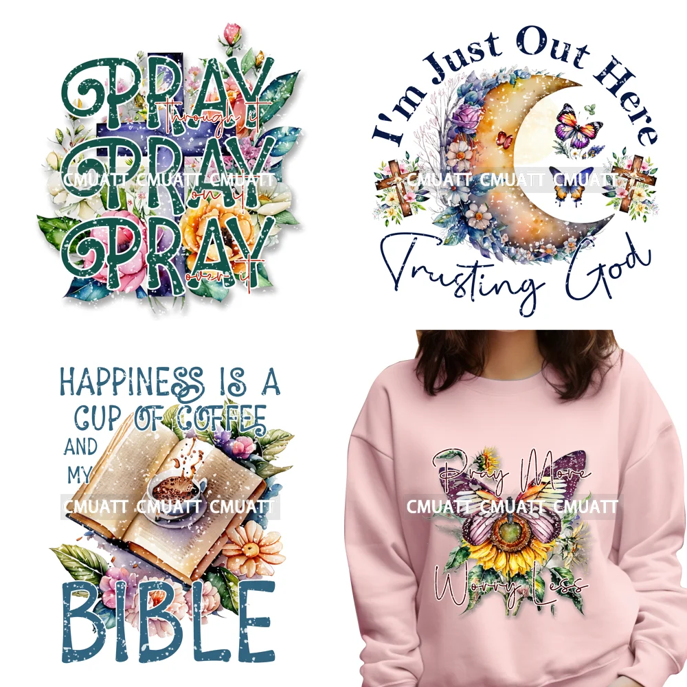 

I Love Jesus Books Coffee God Says You Are Religiou Quotes Faith Motivational DTF Transfer Printing Sticker Iron On For Clothing