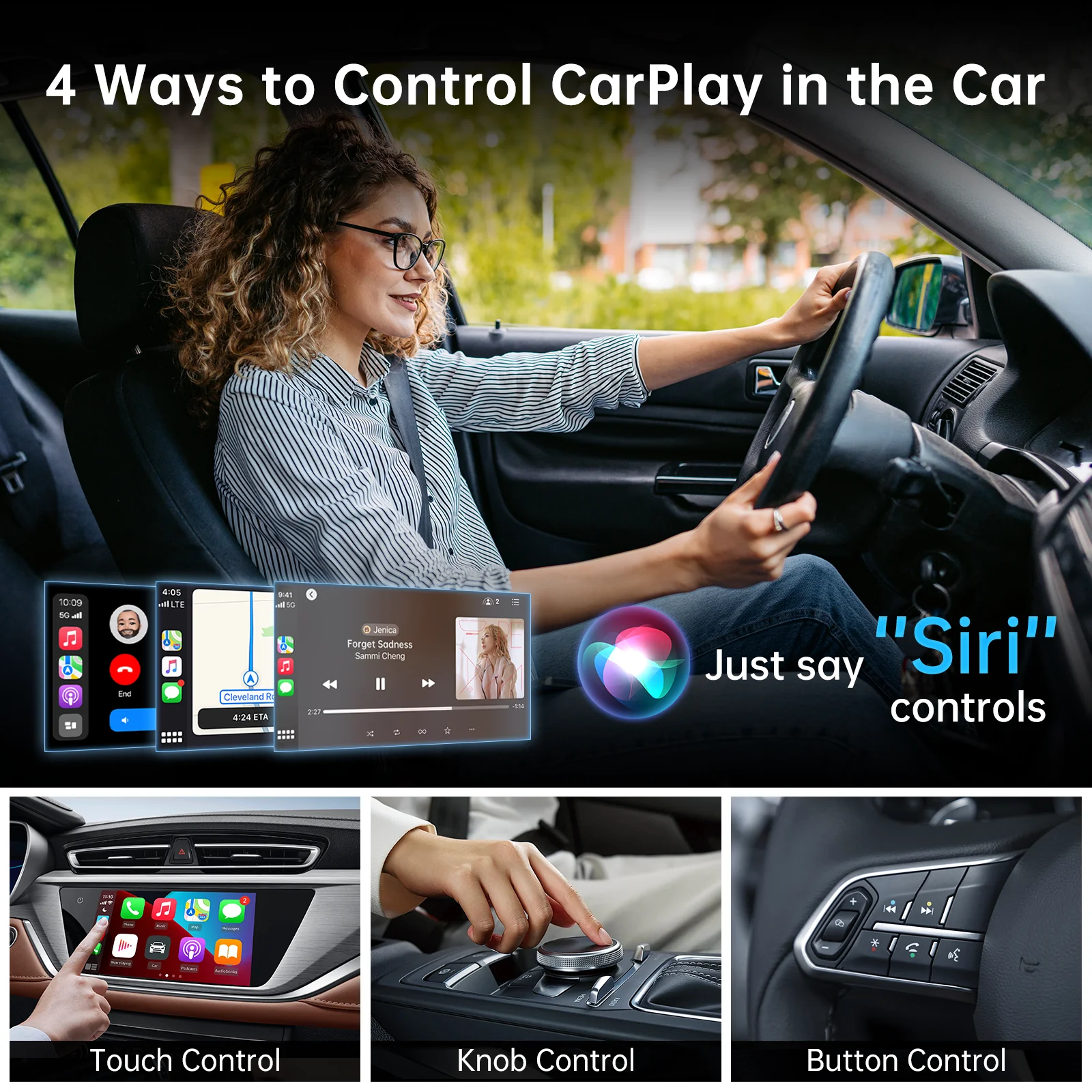 DrivFox Adaptor Carplay nirkabel untuk mobil Apple Phone interkoneksi USB Wireless Carplay Adapter Mini Dongle 2024 baru 7 warna pencahayaan