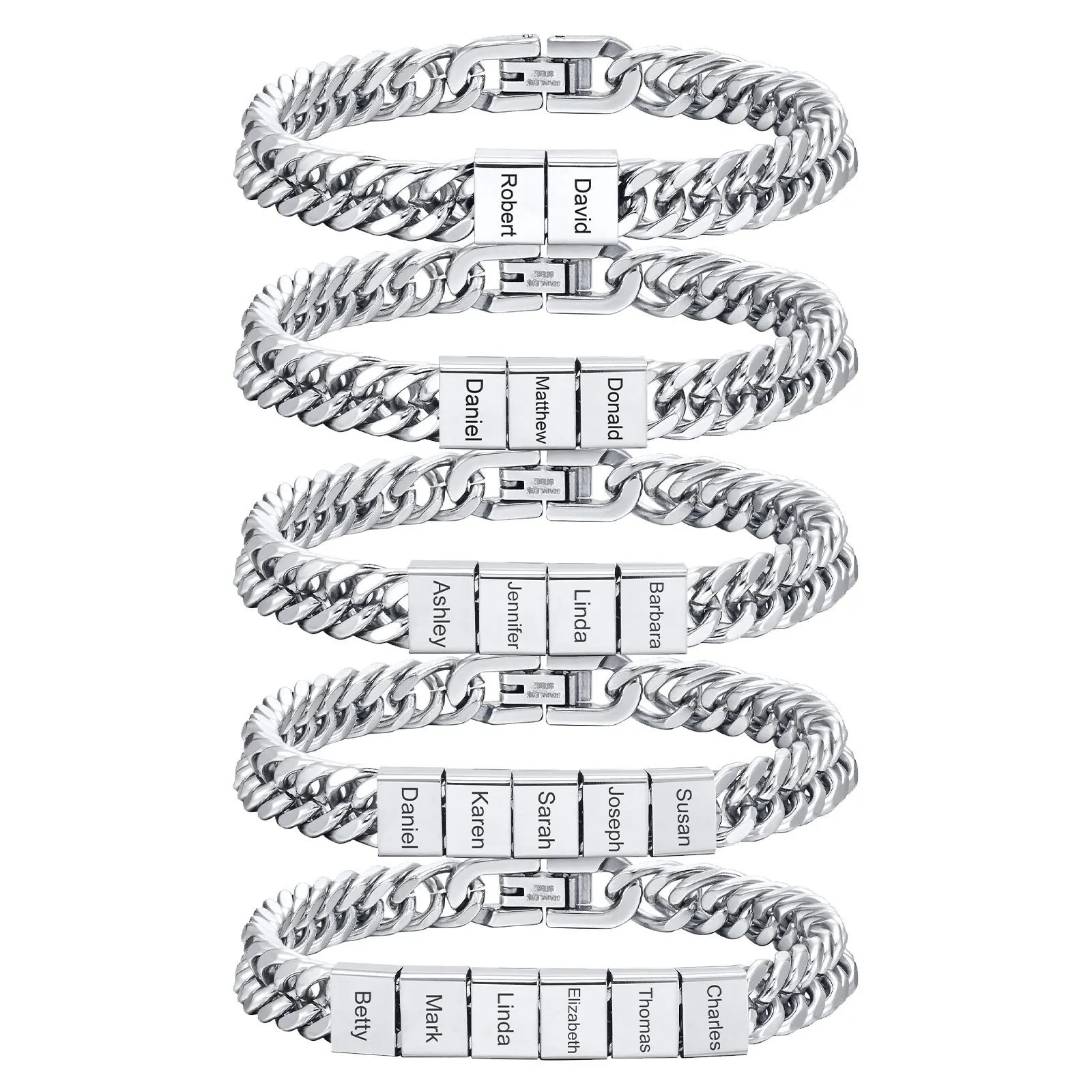 Custom Engraved Men's Bracelets Personalized Laser Engraving Name Letter Man Stainless Steel Bracelet Father's Day Birthday Gift