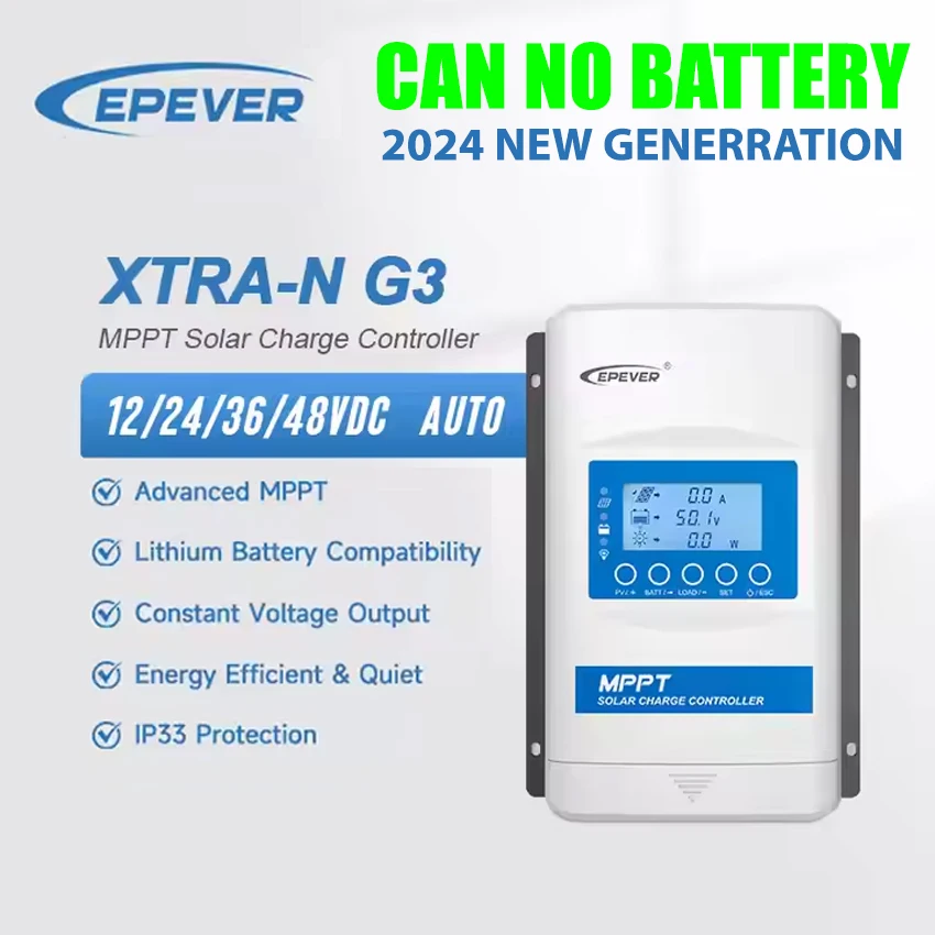 

EPEVER 10A 20A 30A 40A MPPT Solar Controller DC 12/24/36/48V System XTRANG3 60V/100V/150V PV Panel Can Lithium/No Battery