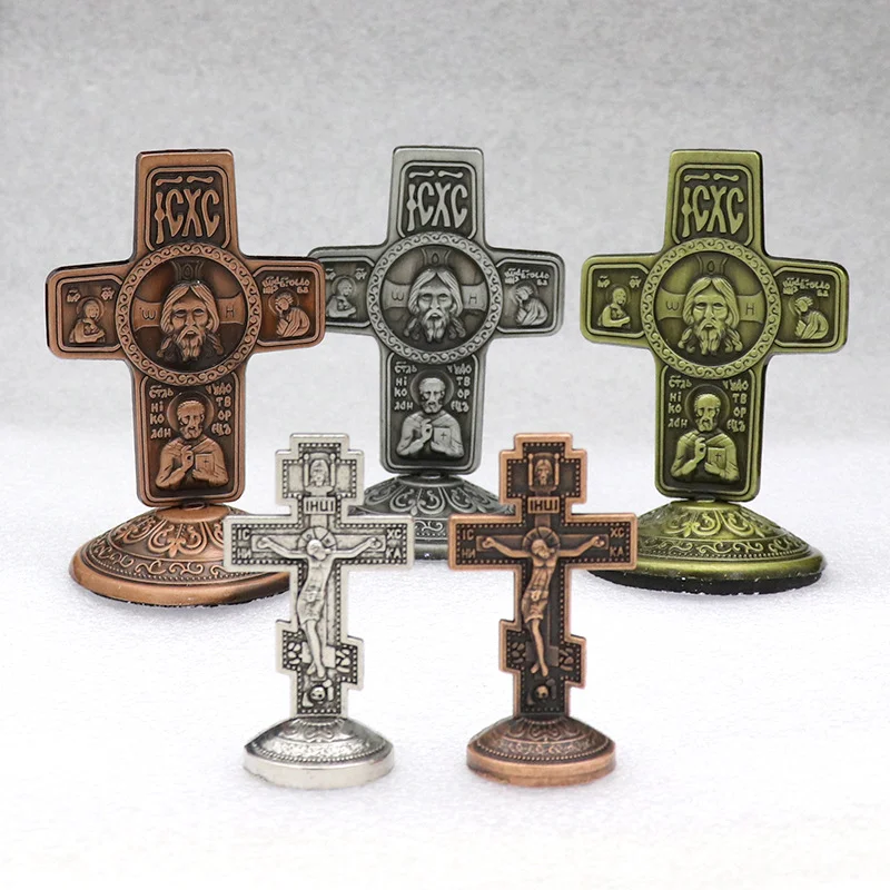Mini Orthodox Alloy Cross Decoration Church Utensils Easter Decor Baptism Gift