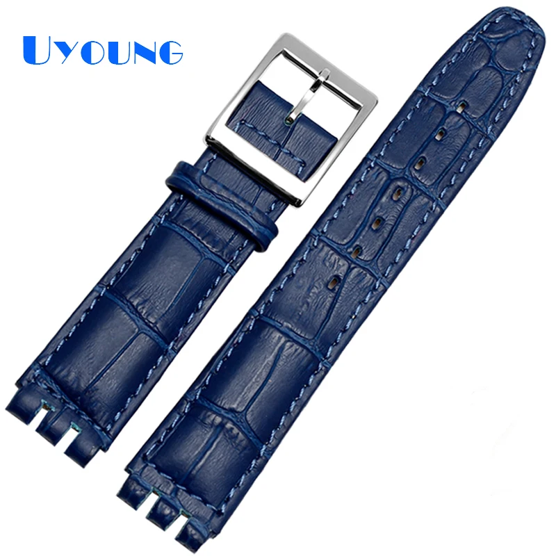 Genuine leather watch strap For swatch watchband 17mm 19mm Toothed interface wristwatches band men women sport leather bracelet