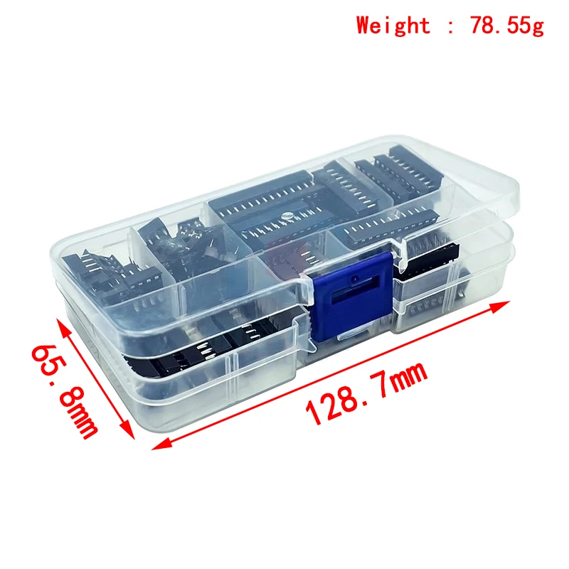 66PCS/Lot DIP IC Sockets Adaptor Solder Type 6/8/14/16/18/20/24/28 pins DIP IC Socket set electronic diy assortment kit MCU seat