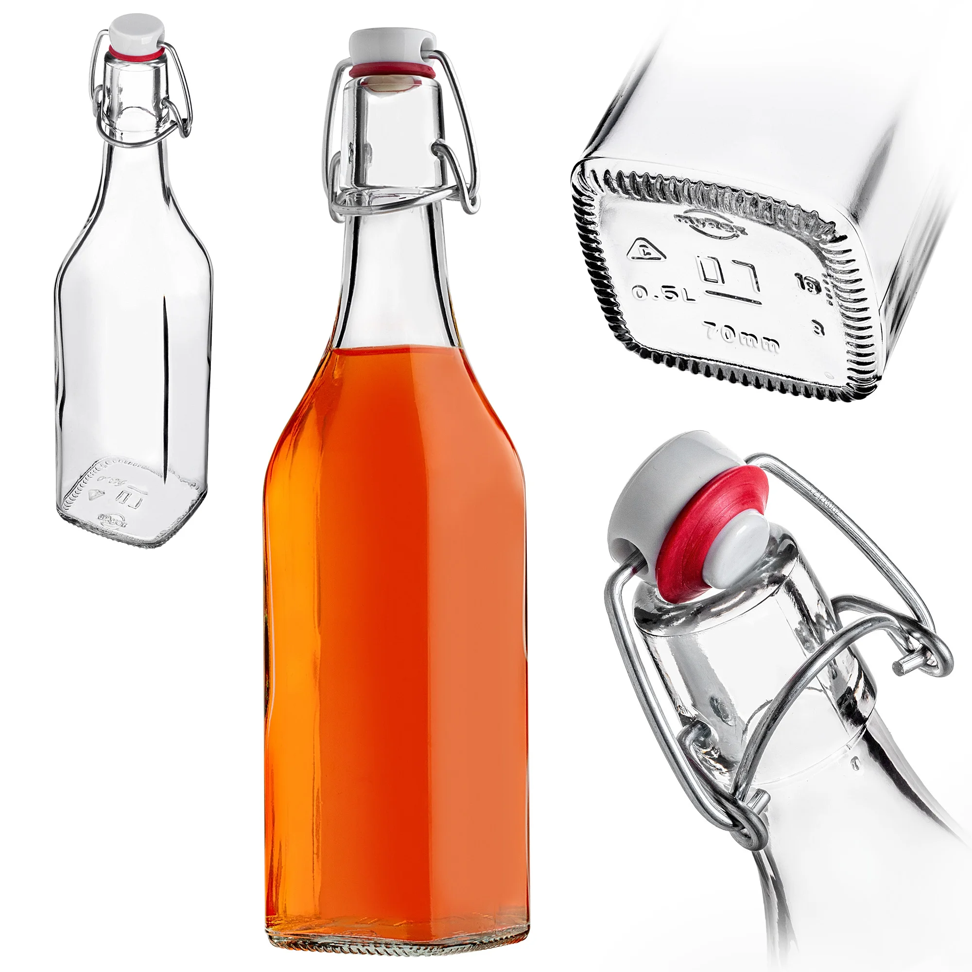 KADAX glazen fles 500 ml met mechanische stop 3 stuks