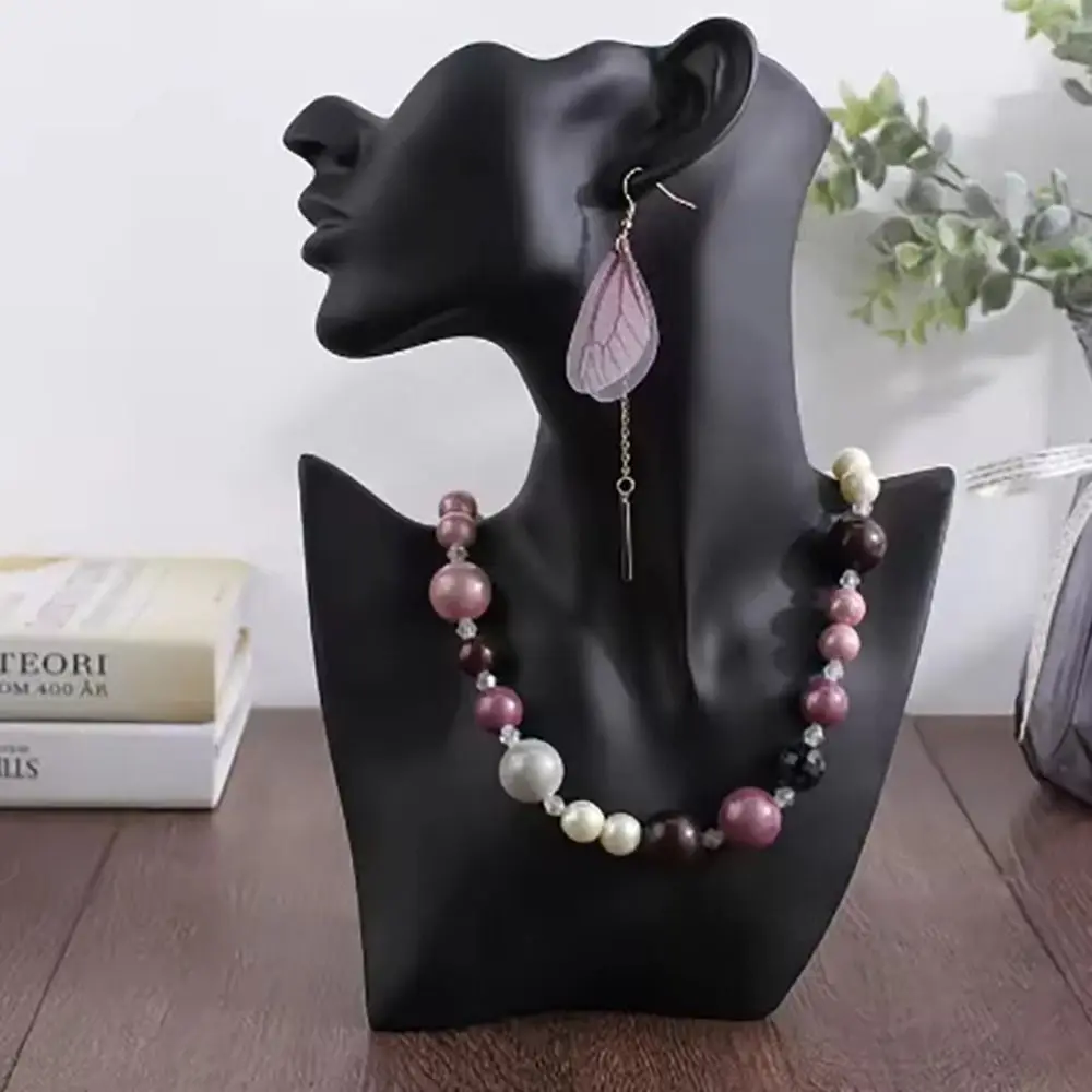 

Resin Mannequin Jewelry Display Stand Side Face Mannequin Head Bust Portrait Jewellery Storage Rack Holder Unique