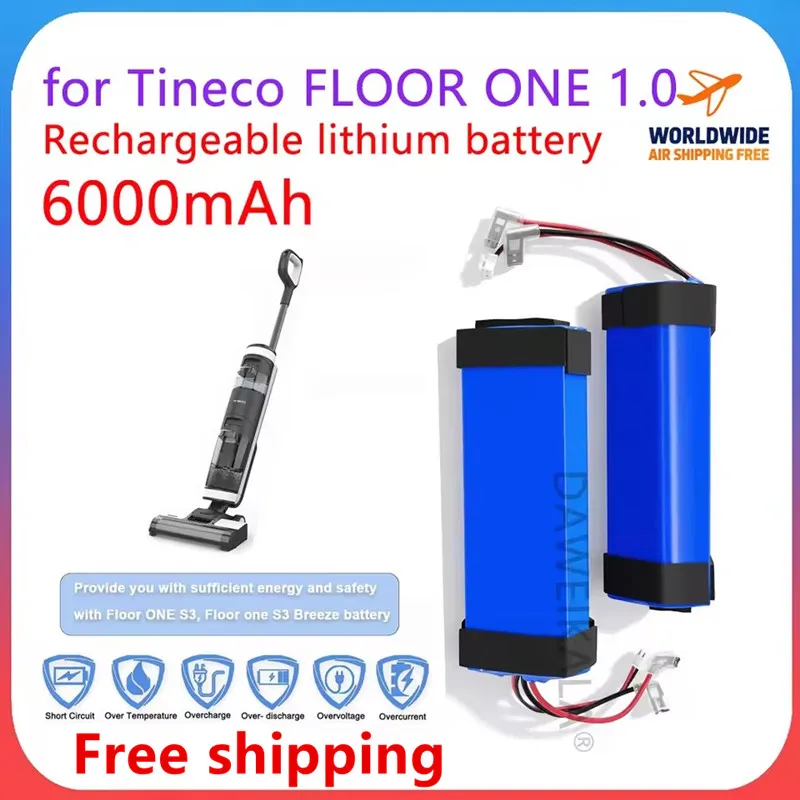 

Replacement Battery for Tineco Floor ONE S3 Breeze Cordless Wet Dry Vacuum Cleaner 21.6V 6000mAh High Capacity