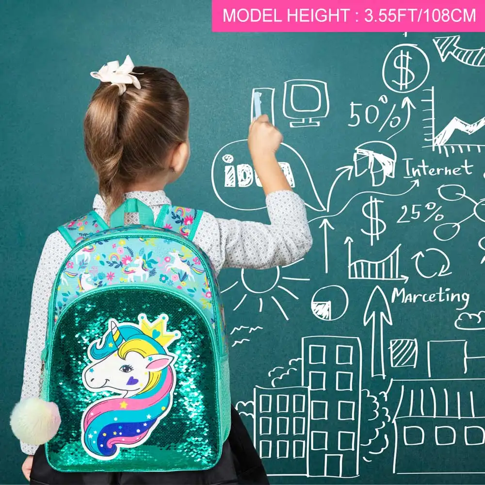 3PCS Unicorn Backpack for Girls, 16\