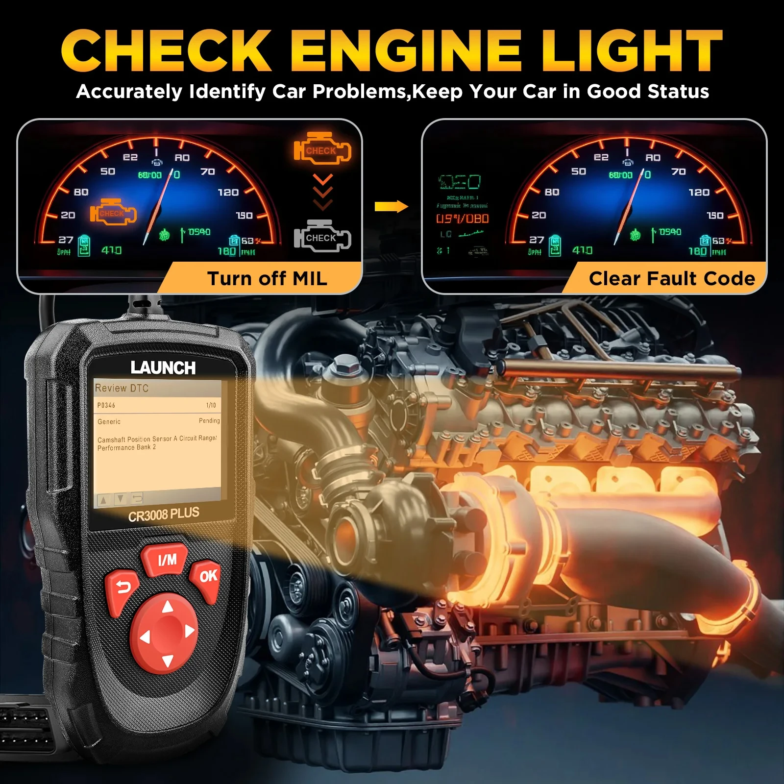 CR3008 PLUS LAUNCH X431 OBD2 Car Scanner Auto OBDII EOBD Code Reader Diagnostic Tools Check Engine Light PK CR3001 KW850 KW310