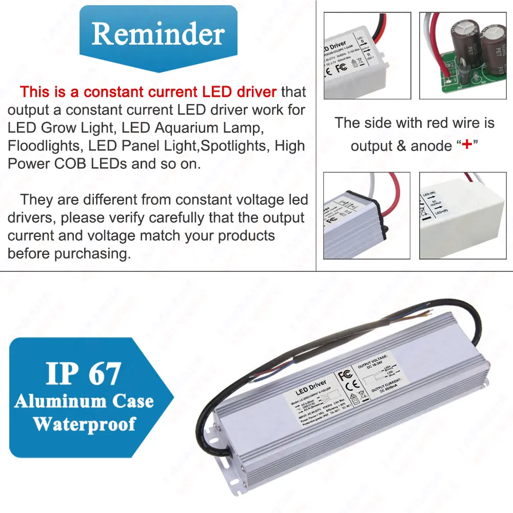 Constant Current 160W 180W 200W LED Driver 6000mA 5400mA 4200mA 3000mA Power Supply IP67 Waterproof Lighting Transformers