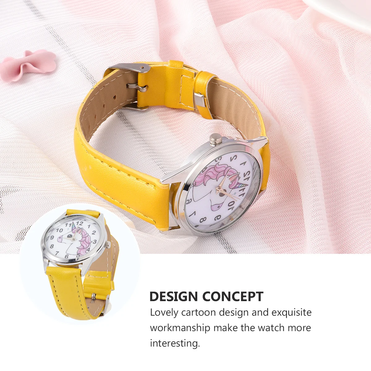 ساعة يد بنمط وحيد القرن باللون الأصفر ومتينة ومريحة ودقيقة لحفظ الوقت وحزام قابل للتعديل رائع #5