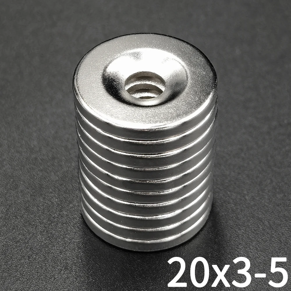 5/10/20/30Pcs 20x3-5 Neodymium Magnet 20mm x 3mm With Hole 5mm NdFeB Round Super Powerful Strong Permanent Magnetic imanes Disc