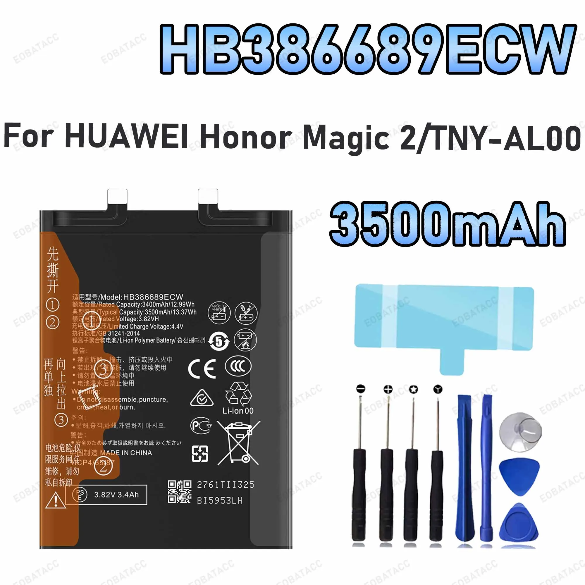 HB386689ECW 3500mAh Large capacity Battery For HUAWEI Honor Magic 2/TNY-AL00  Batteries New High Quanlity+Free Tools
