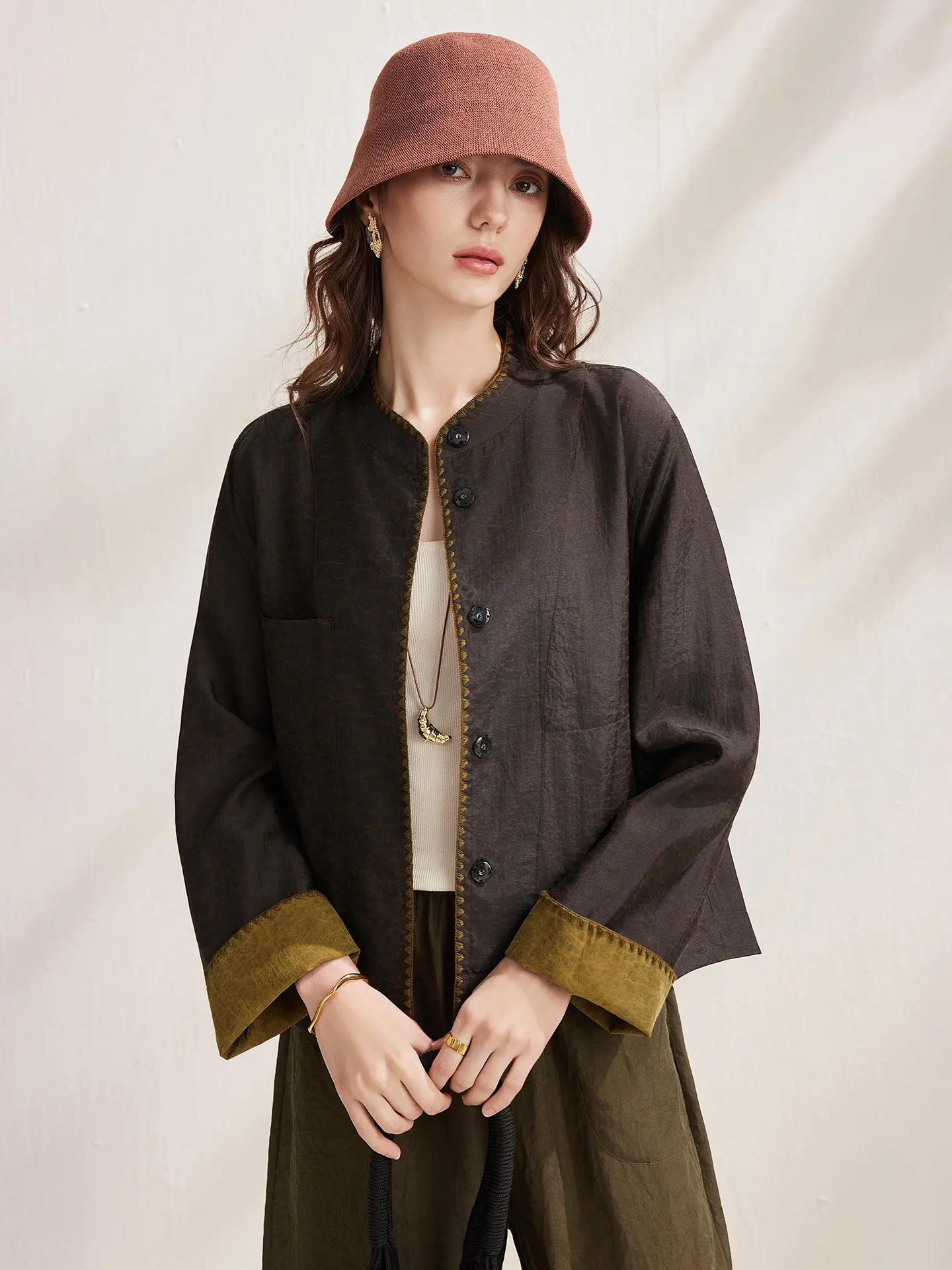

Zhaojun Spring Summer New Heavyweight Silk Women's Long Sve irt Luxury Old Money Sle True Silk Top