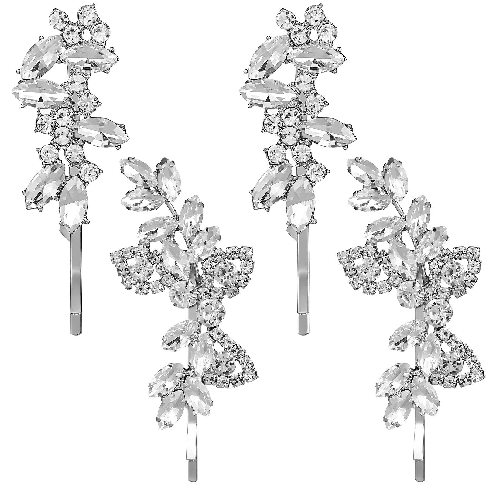 

4 Pcs Hairpin Rhinestone Rhinestone Wedding Hair Clips Wedding Bridal Accessories Silver Elegant Clips Pins Women