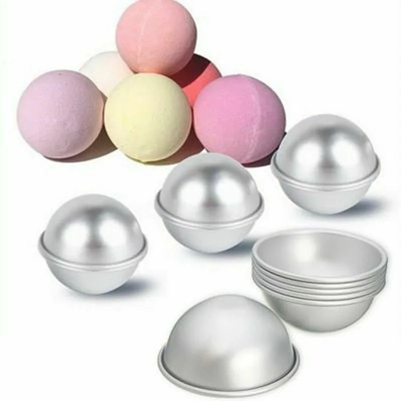 6pcs /set 3 Size DIY Semicircle Sphere Bath Salts Bomb Molds Aluminum Alloy Ball Sphere Bath Bomb Mold Cake Baking Pastry Mould