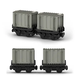 Creative MOC Mini Retro Train Carriage Building Blocks City  Railway Container Freight Carriage DIY Scene Assembly Block