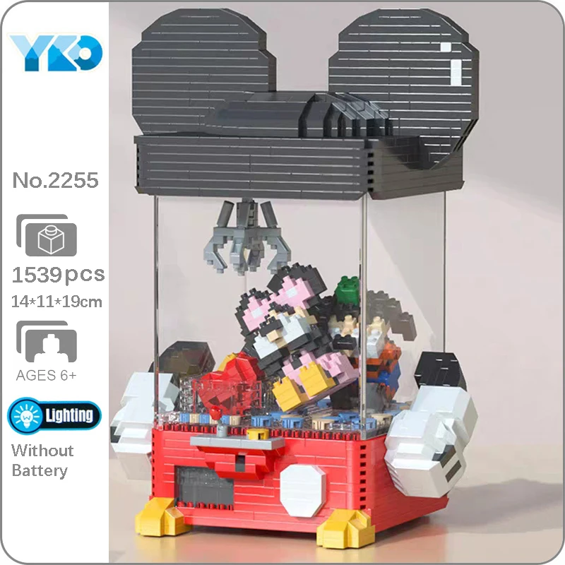 YKO 2255 동물 세계 만화 쥐 발톱 기계 인형 클립 3D 모델 미니 다이아몬드 블록 벽돌 조립 장난감 어린이용 박스 없음