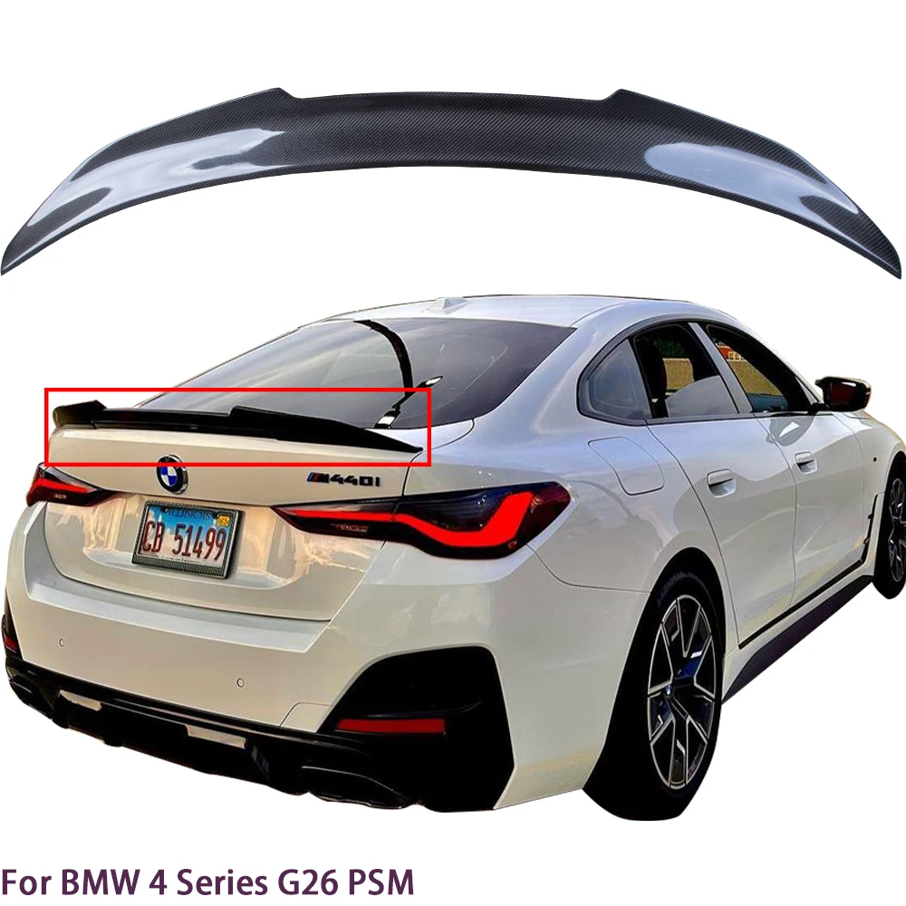 

For BMW 4 Series G26 4Door Cran Coupe PSM Style Carbon Fiber Rear Spoiler Trunk Wing 2021-2025