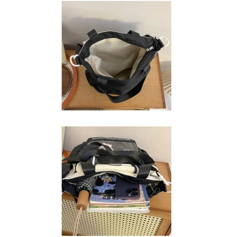 Large Capacity Shoulder Bags for Students,Versatile Nylon Waterproof Satchel,Portable for Traveling,Handy Phone Pocket