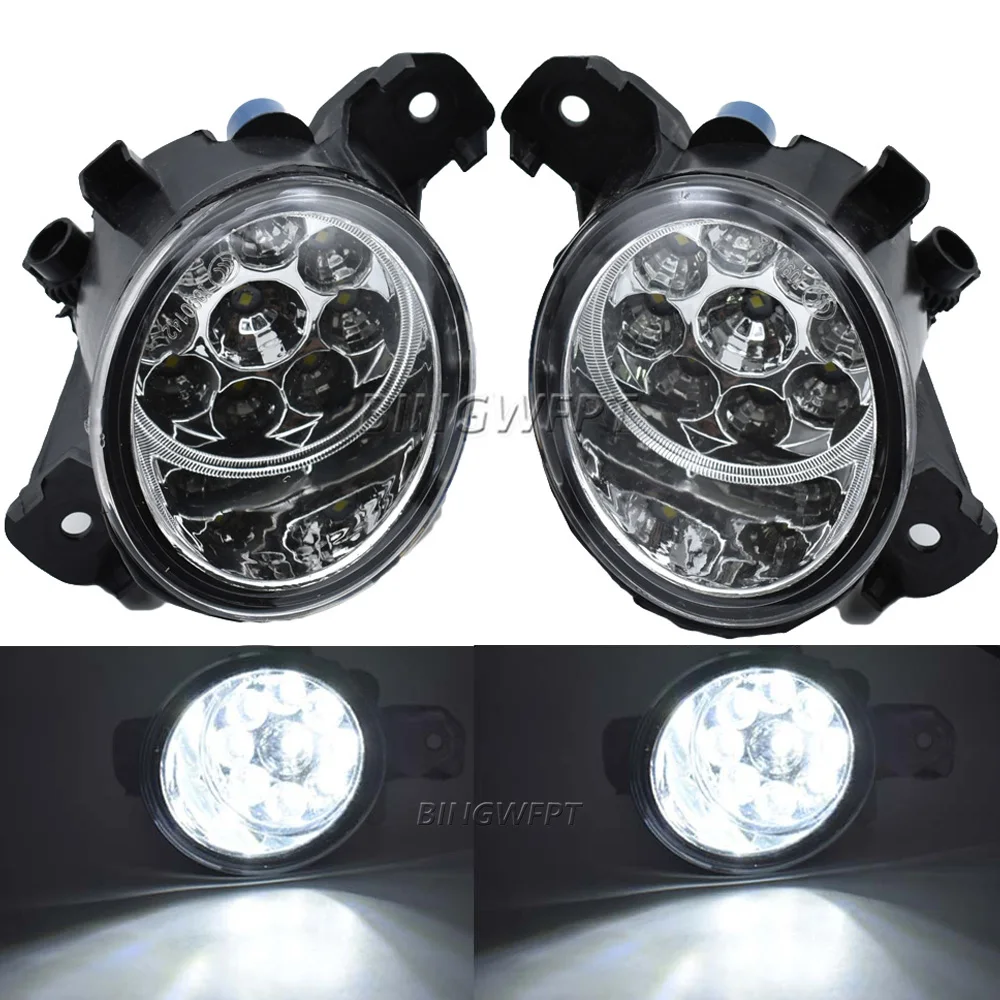 LED Fog Lamps Fog Light Car Front Bumper Fog Lamp DRL 12V Daytime Running FogLights For Renault Clio 2 II Hatchback Van 1998-04