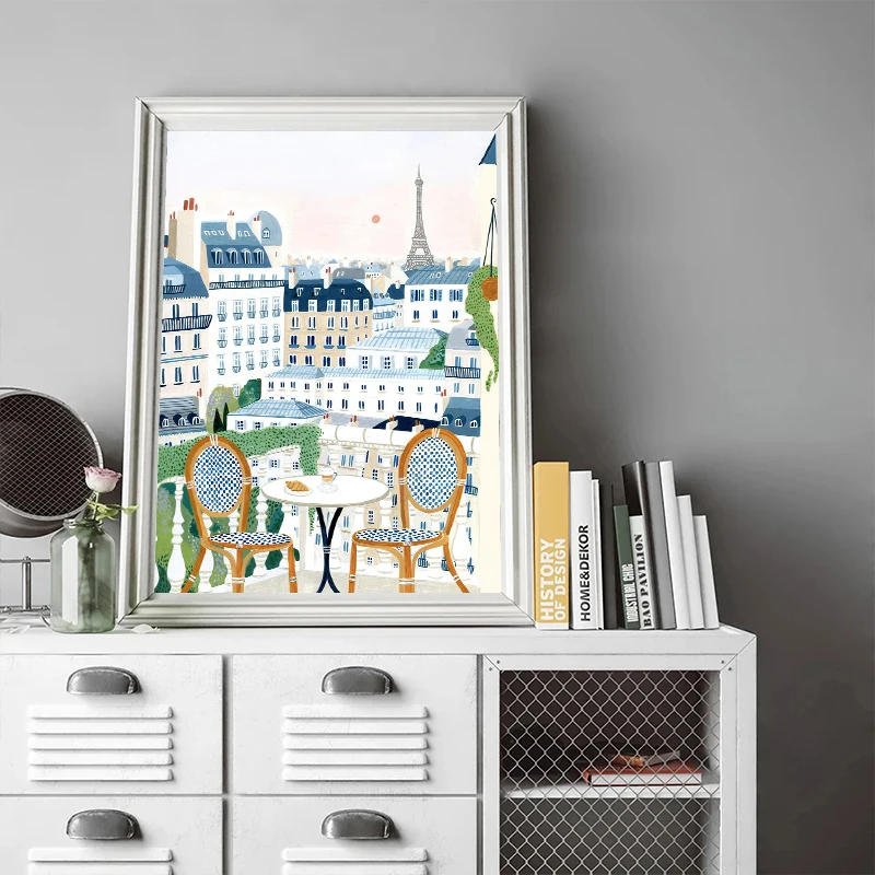 العالم السفر مدينة المشهد المشارك طباعة اليونان إيطاليا فلورنسا باريس فرنسا حائط لوح رسم صورة فنية لغرفة ديكور المنزل #3