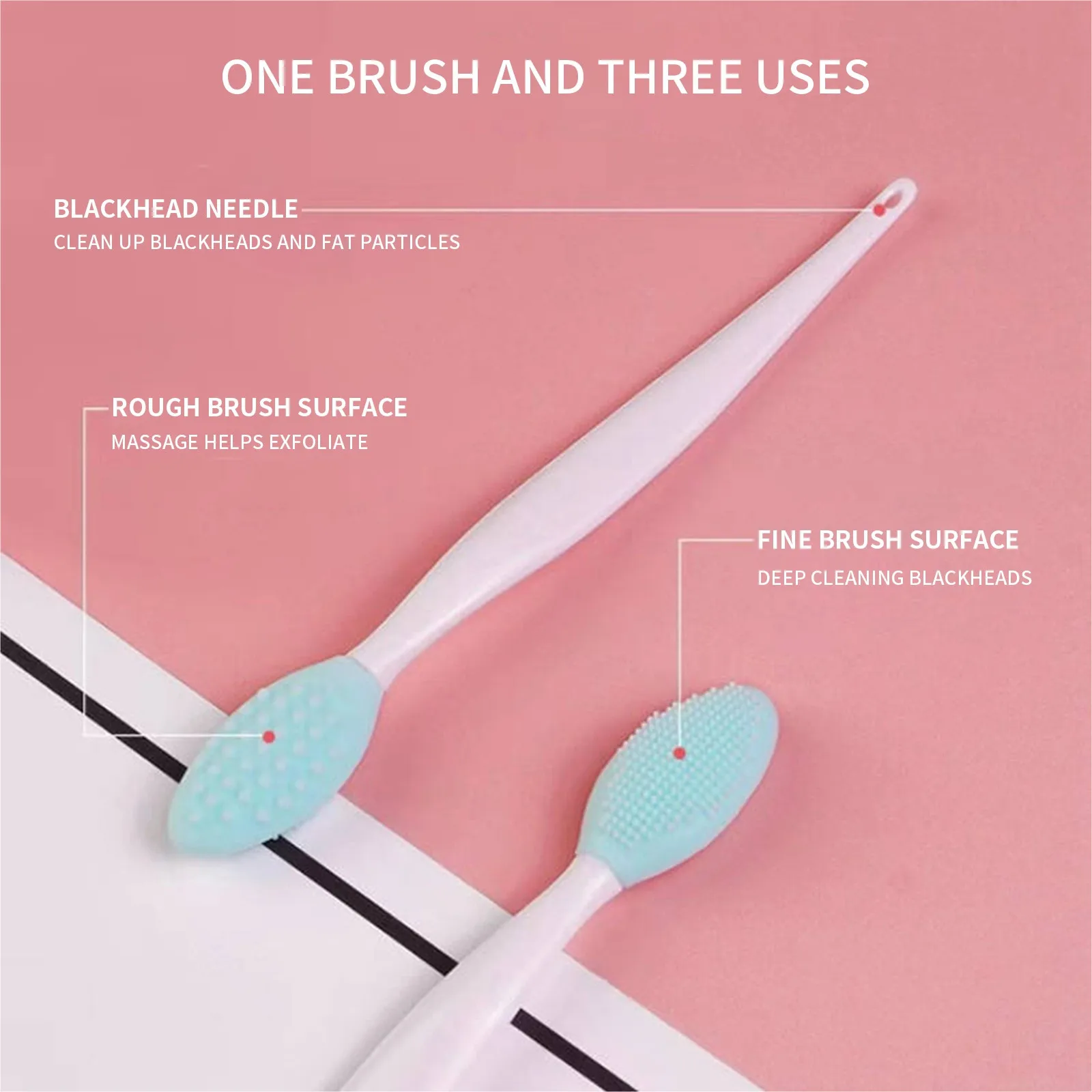 فرشاة الأنف على الوجهين، فرشاة الوجه، عصا تنظيف الوجه، فرشاة مكياج ناعمة لإزالة شحم الرؤوس السوداء، قابلة لإعادة الاستخدام